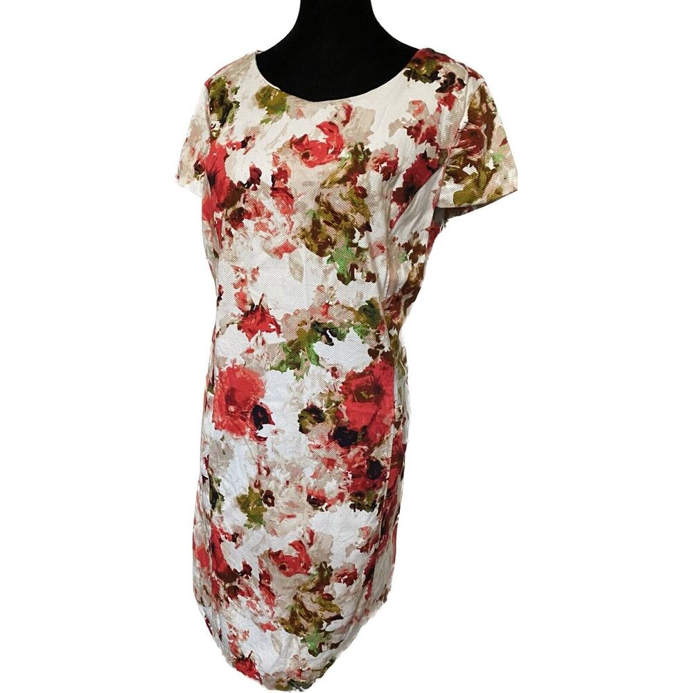 Liz Claiborne Women's‎ Floral Cotton Cap Sleeve Back Zipper A-Line Dress Size 14